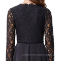 Kate Kasin Sexy Women Vintage Retro Long Sheer Black Lace Sleeve V-Neck Aline Dress KK000485-1